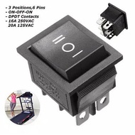 Rocker Switch DPDT 6 pin 16A 250V 6 pin Switch ON OFF ON