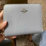 coach outlet 荔枝紋中夾 淡藍色