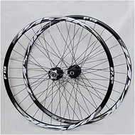 MTB Bike Wheelset 26/27.5 Inch Double-walled Alloy Rim Cassette Hub Sealed Bearing QR Disc Brake 24 Holes 7-11 Speed,White-26in