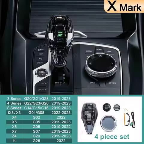Crystal Gear Shift Knob Kit with Sync Ambient Light For BMW G20 G22 G29 X5 G05 X6 G06 X7 G07 Z4 iX3 