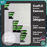 Craft.E Stretched Canvas 15mm 280gsm Artist Grade Gesso Primed Ready Made Canvas Oil Painting Acryli