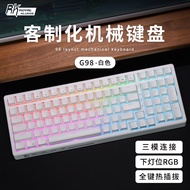 RKG98 คีย์บอร์ดแบบไร้สาย Bluetooth 3-in-1 แบบไร้เสียง แบบแมชชีนสำหรับเล่นเกมและใช้ในออฟฟิศ สายเคเบิล