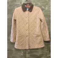 Arnold Palmer timeless Quilted Beige Jacket With Brown Collar 80s Style Golf Apparel Size 3