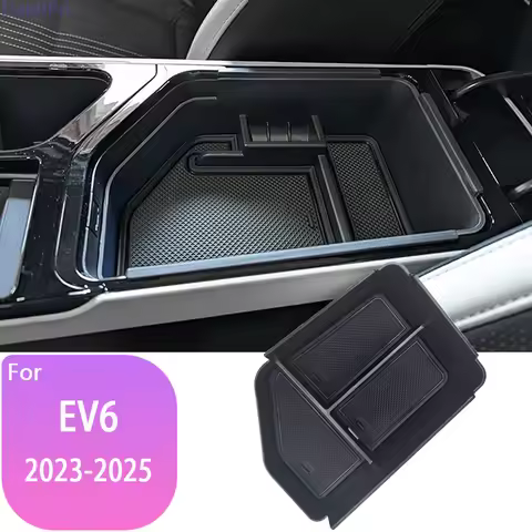 Car Armrest Box For KIA EV6 EV6 2023 2024 2025 Center Console Organizer Tray Armrest Box Car Phone H