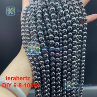 Kaysenjx Genuine Healthy Stone Terahertz long strands DIY round beads 40mm+ around length