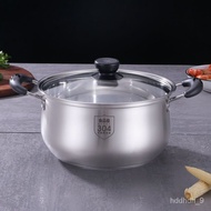 🥕QQ Soup Pot304Stainless Steel Thickened Household Pot Binaural Pot Non-Stick Small Pot Instant Noodle Induction Cooker