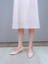 Giày Công Sở Nữ Cao Gót Mũi Nhọn Gót Nhọn 5p Guốc Nữ Da Thật Êm Mềm NUDDO _ND005