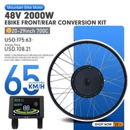 EBike Conversion Kit 48V 2000W Brushless Gearless Front Rear Hub Motor Wheel For Electric Bike Conve