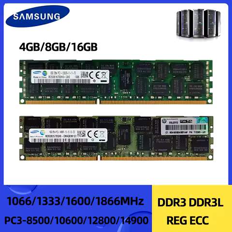 Samsung DDR3 DDR3L 4GB 8GB 16GB 1066MHz 1333MHz 1600MHz 1866MHz Server Memory PC3-12800R REG ECC RAM