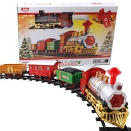 Christmas Electric Train Toy Set, for Children's Realistic Mini Train Track Toy, with Lights and Sounds, Including 4 Cars and Cars 8 Track Christmas Tree Decoration