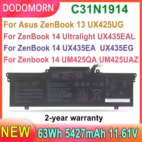 DODOMORN C31N1914 Laptop Battery For Asus ZenBook 14 UX435EA UX435EG UM425QA UM425UAZ Ultralight UX4