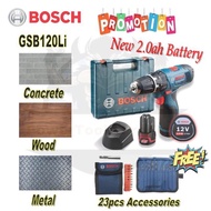 BOSCH GSB 120-LI IMPACT DRILL DRIVER WITH FREE 23 PIECES ACCESSORIES / HAMMER DRILL / DRILL CONCRETE WOOD AND METAL