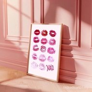 XOXO Pink lips Poster Canvas Print Painting Wall Art Bedroom Study Studio Living Room Home Decoratio
