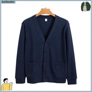 ksifwvbn Men Solid Color Cardigan Men Cardigan Coat Mens V Neck Cardigan Sweater Coat for Business C