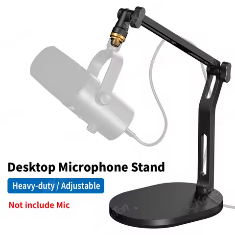 Foldable Desktop Microphone Stand for Recording Podcasting Streaming Heavy-duty Mic Adjustable Metal