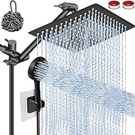 10" High Pressure Rainfall Shower Head, Powerful Jet Mode Handheld Shower Head with 11" Extension Arm, 3 Spray Settings Adjustable Anti-leak with Holder/Hose, Height/Angle Adjustable