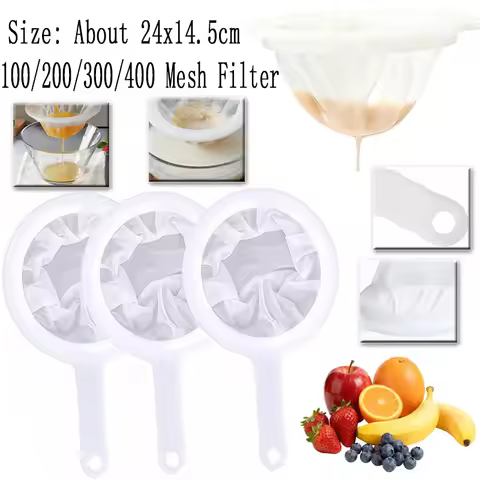 Ultras Fine Nylon Mesh Filter 100/200/300/400 Mesh Kitchen Sieve Spoon for Straining Soymilk Coffee
