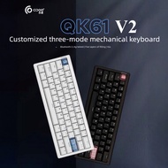 QK61 V2 Three Mode Mechanical Keyboard VIA/QMK Wireless Bluetooth Gateway Structure Suitable Compute