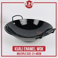 APA CZ Enamel Wok Kuali Hitam Tidak Melekat Non Stick Iron Wok Black Stir-Fry Wok Kuali Besi Pan Coo