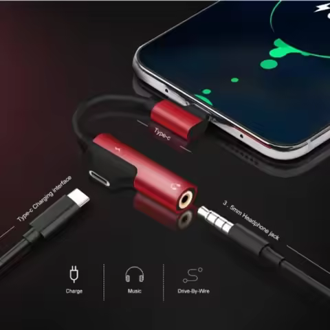 USB C DAC Adapter 2 In 1 Type C To 3.5 Earphone Adapter Audio Type-c To Earphone 3mm Jack AUX Usb C 