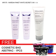 Wardah Paket White Secret Series 3 in 1 & Gratis Cosmetic Bag Abstrac 1 Pcs