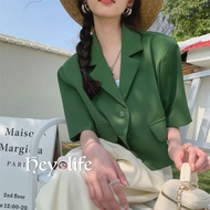 Korean cardigan short sleeve crop top blazer suit for women fashion shirts women blouse ZD6Y