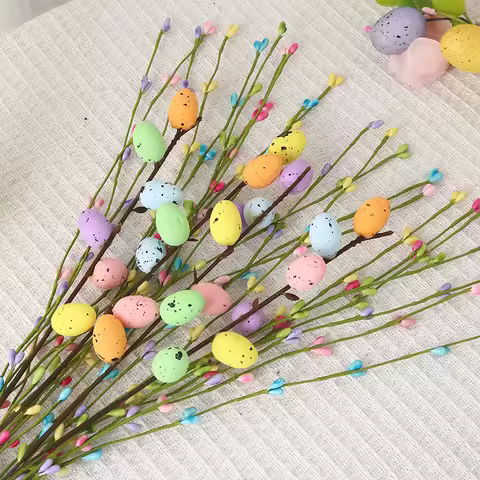 3Pcs 2.5/3cm Artificial Berry Flower Simulated Easter Eggs Bouquet Plant Home Decoration Vase Photog