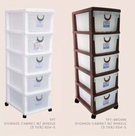 Toyogo Plastic 5 Tier Storage Cabinet / Drawer With Wheels / Mobile Storage