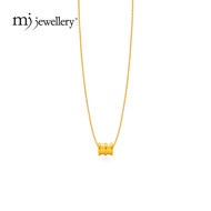 MJ Jewellery 999.9/24K Pure Gold Mini Tube Ring with 375/9K Gold Necklace Set