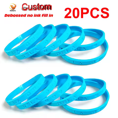 20PCS 8mm Width Tiny Band Engraved Debossed No Ink Fill In Bracelet Customizable LOGO ID SOS Custom 