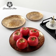 LORA Home JS2 J4 Star Sticker Gold Foil Fruit Plate Light Luxury Modern Living Room Coffee Table Gla