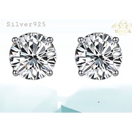 Single Diamond Earrings Switch Diamonds Grade 8a Real Silver 18k White Gold Coating
