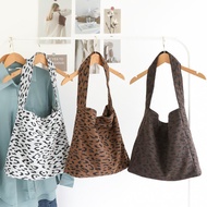 Leopard Print Flannel Underarm Bag Lazy Female Japanese Style One-Shoulder Casual Shopping Bag Tote 
