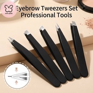 Eyebrow Tweezers Set Stainless Steel Precision Pluck Hair Removal Face Eyebrow Tool 4 Pcs