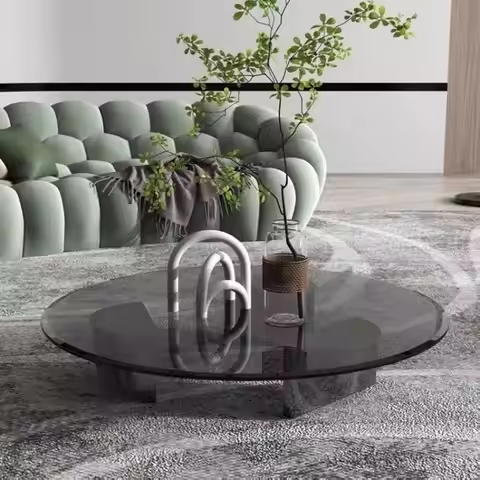 Italian Minimalism Coffee Tables Round Glass Living Room Center Coffee Tables Originality Metal Home
