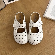 Slippers Baotou Low Heel Slip-On Dot Velcro