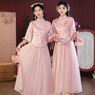 Bridesmaid Dresses - Pink Thin Gauze Set for Weddings | Slimming Sisters' Outfit