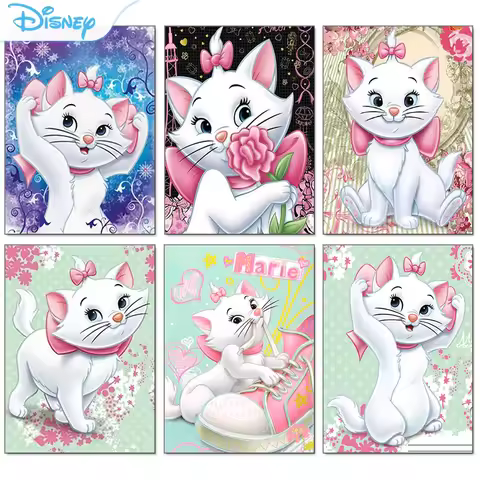 Marie Cat 5D Diy Diamond Painting Aristocats Disney Cartoon Full Round Rhinestone Mosaic Embroidery 