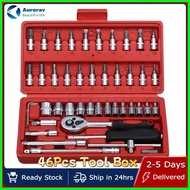 46pcs Socket Ratchet Car Motor Repair Tool Wrench Set Head Ratchet Pawl Socket Professional Too