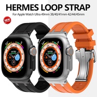 Hermes Silicone Strap for iwatch ultra band 49mm 9 8 7 45mm 41mm Sports Soft Bracelet iWatch 9 6 5 4