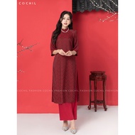 COCHIL Women's Modified Ao Dai - Red Dress - Ao Dai CNY Straight Shape