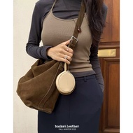 Tintin Korea Genuine Korean bucks & leather Lazy Multi-way Zipper Shoulder Crossbody Tote Bag 2513