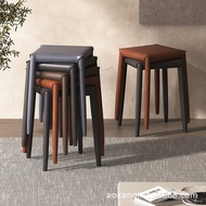 Commercial Dining Chair Spare Small Chair Bench Light Luxury Household High-End Saddle Leather Stack