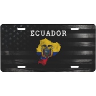 Ecuador Map Flag Front Aluminum License Plate Suitable for Outdoor Play 6 X 12 in