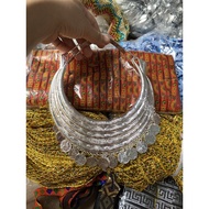 Hmong silver necklace - combined with hmong ethnic costumes, beautiful, bright silver coating
