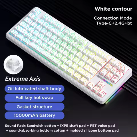 Aula F87 Pro Mechanical Keyboard 2.4g/Usb/Bluetooth Tri Mode Customized Keyboard 87 Key Hotswap Rgb 