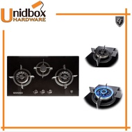 EFH 7635 WT VGB 78CM Tempered Glass Gas Hob/EF/3 Burners/Kitchen Appliances/Cooking Hobs/Gas Stove/K