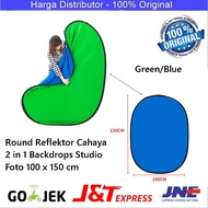 CAHAYA Round Reflector Light 2 in 1 Backdrops Studio Photo 100 x 150 cm - FR001 - Green/Blue