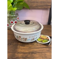 TG0226.0801-Ivory House Bowl With Lid Gardent Party Pattern Size 6.2x2.5