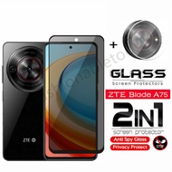 2 in 1 Anti-spy Tempered Glass Protective Film For ZTE Blade A75 A73 A 75 A 73 BladeA75 BladeA73 Ful